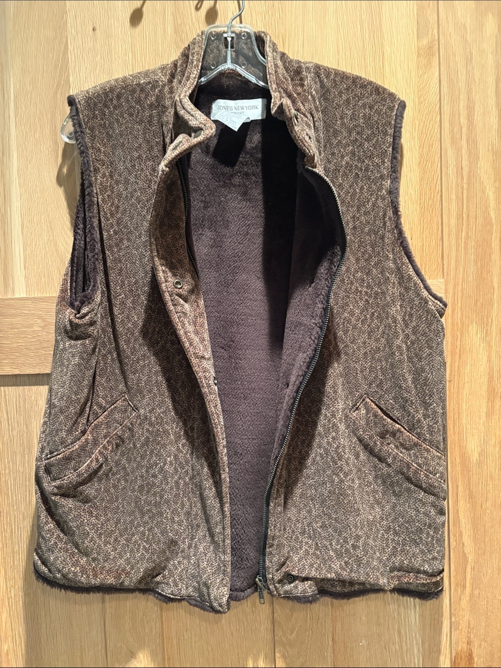 Jones New York Brown Fleece-Lined Vest